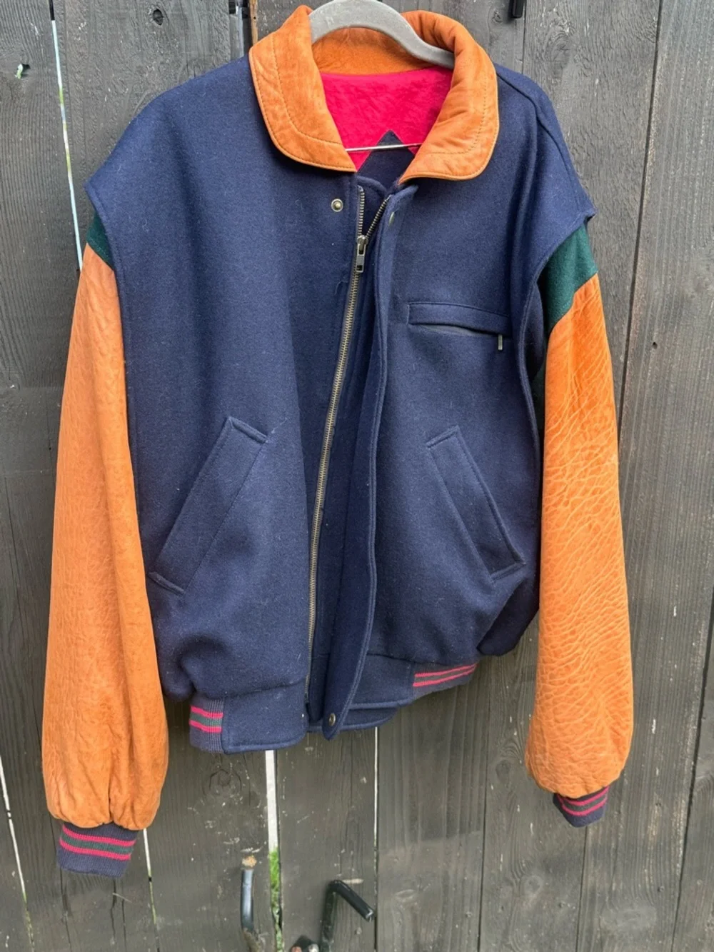 Vintage Gant Colorblock Wool Varsity Jacket Leather Sleeves - Picture 2 of 15